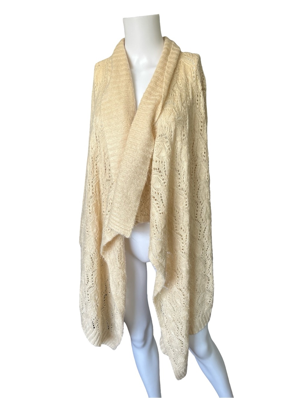 Cynthia Rowley Cashmere Cardigan Sweater Draped Front Neutral Womens Size XL